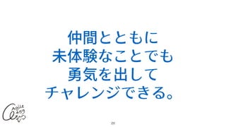 仲間とともに
未体験なことでも
勇気を出して
チャレンジできる。
20
 