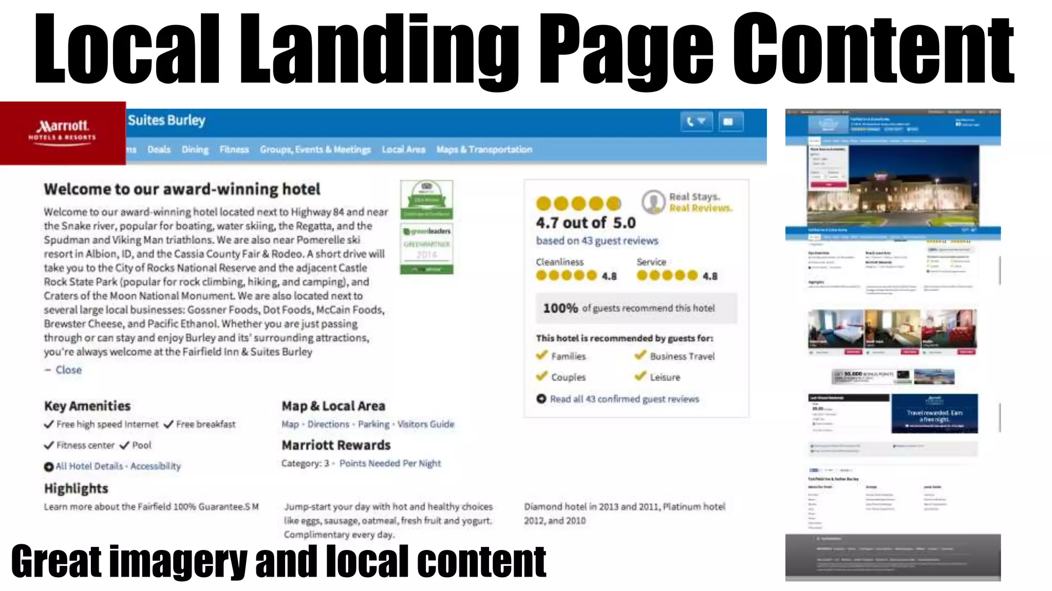 Local Landing Page Content
Great imagery and local content
 