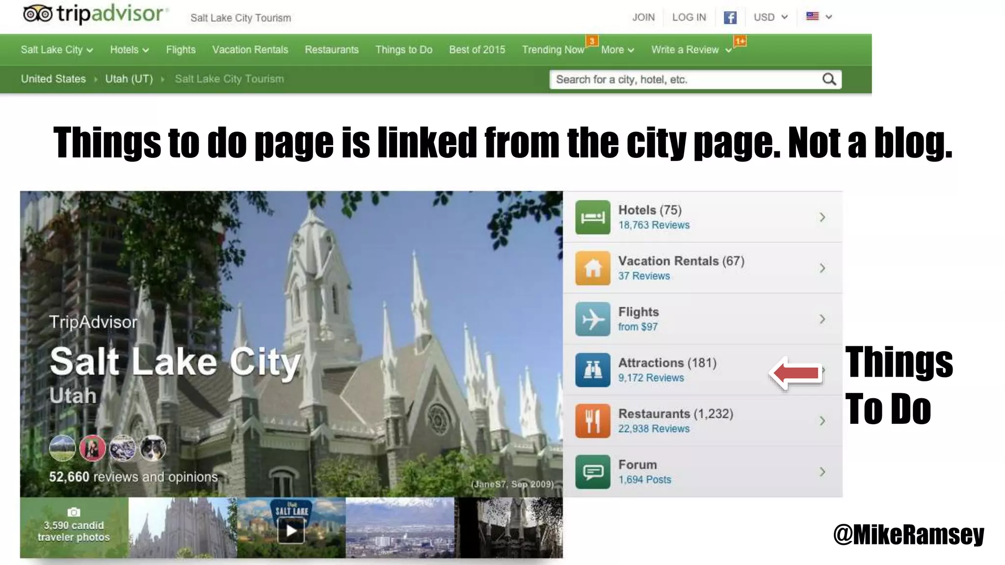Things
To Do
@MikeRamsey
Things to do page is linked from the city page. Not a blog.
 