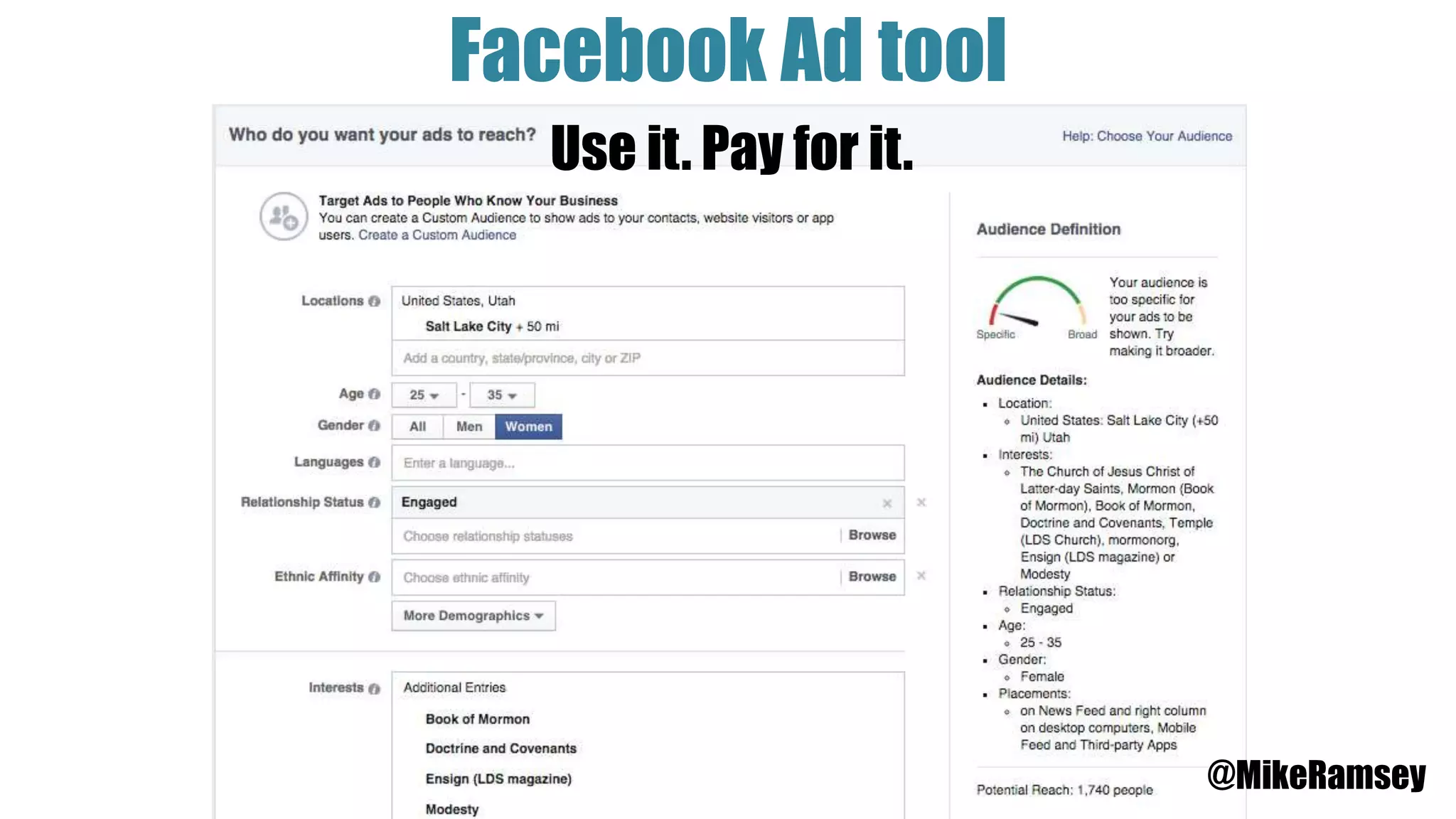 Facebook Ad tool
@MikeRamsey
Use it. Pay for it.
 