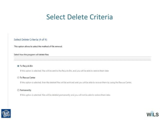 Select Delete Criteria
 