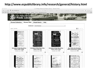 http://www.ecpubliclibrary.info/research/general/history.html
 