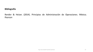 Bibliografía
Render & Heizer. (2014). Principios de Administración de Operaciones. México.
Pearson
Ing. Oscar Danilo Fuentes Espinoza 73
 