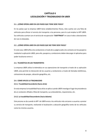 Uber Incorporations LOCALIZACION Y TRAZABALIDAD: UBER TECHNOLOGIES INCORPORATION | PDF