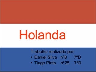 Holanda   Trabalho realizado por:  Daniel Silva  nº8  7ºD Tiago Pinto  nº25  7ºD 