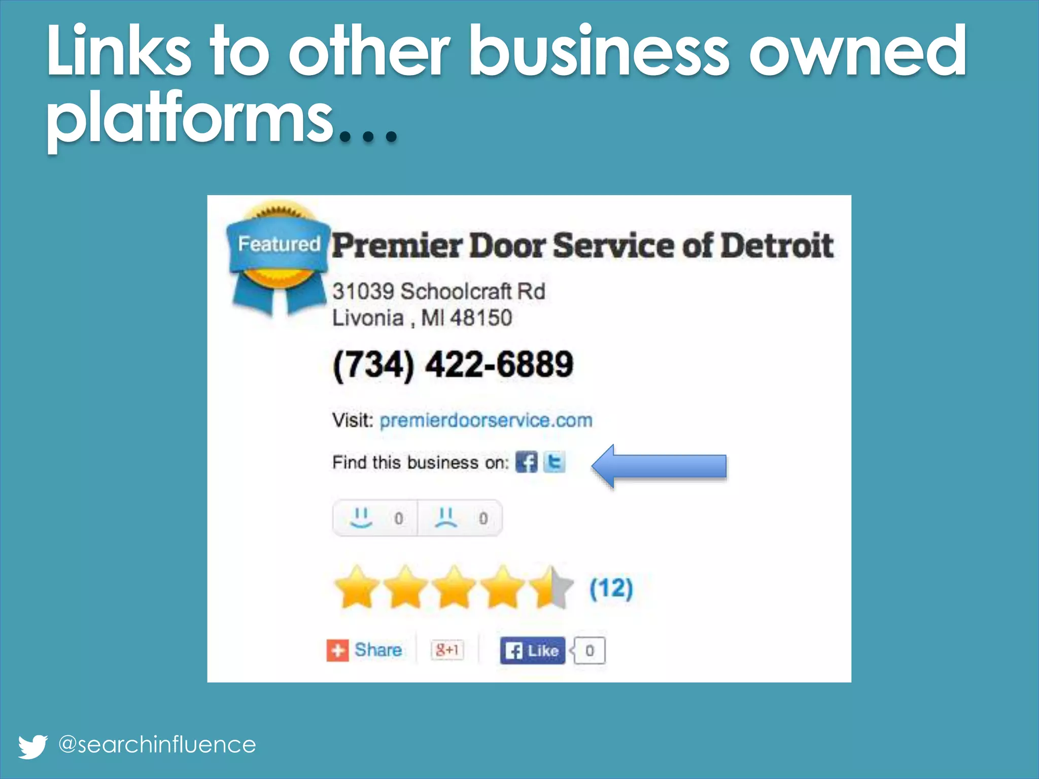 Links to other business owned
platforms…
@searchinfluence
 