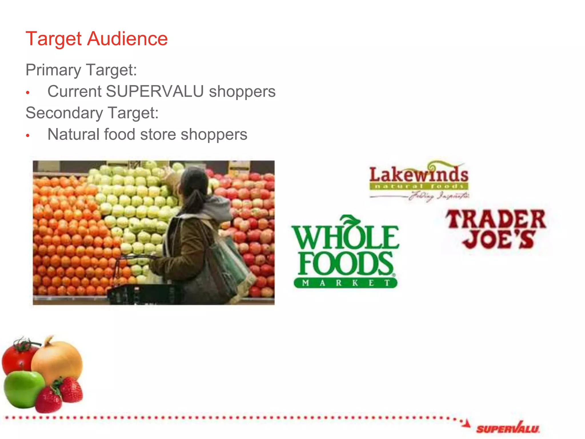 Target AudiencePrimary Target:Current SUPERVALU shoppersSecondary Target:Natural food store shoppers