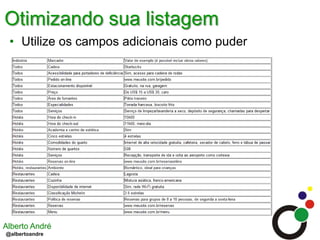 Otimizando sua listagem	Utilize os campos adicionais como puder