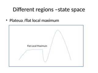 Different regions –state space
• Plateua /flat local maximum
Flat Local Maximum
 