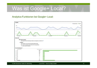 © DIM Deutsches Institut für Marketing Local SEO – David schlägt Goliath 15
Was ist Google+ Local?
Analytics-Funktionen bei Google+ Local:
 