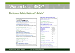 © DIM Deutsches Institut für Marketing Local SEO – David schlägt Goliath 7
Warum Local SEO?
David gegen Goliath: Suchbegriff „Schuhe“
 