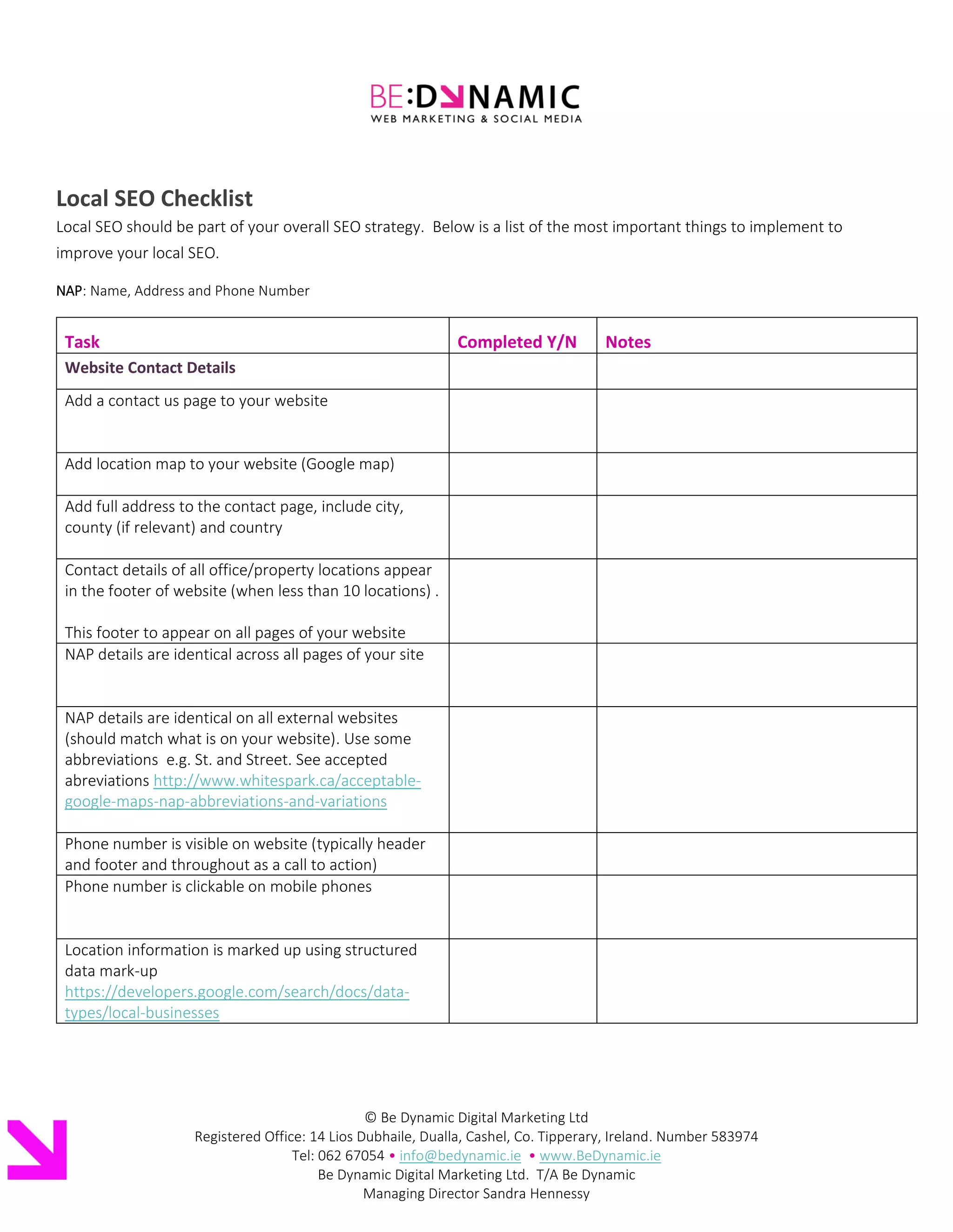 Local SEO checklist | PDF
