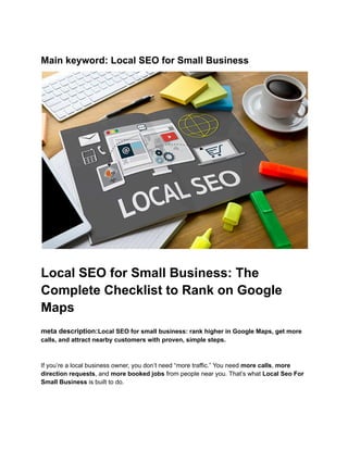 Local SEO for Small Business_ The Complete Checklist to Rank on Google ...