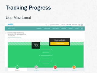 | TDM Customer Journey 27
Use Moz Local
Tracking Progress
 