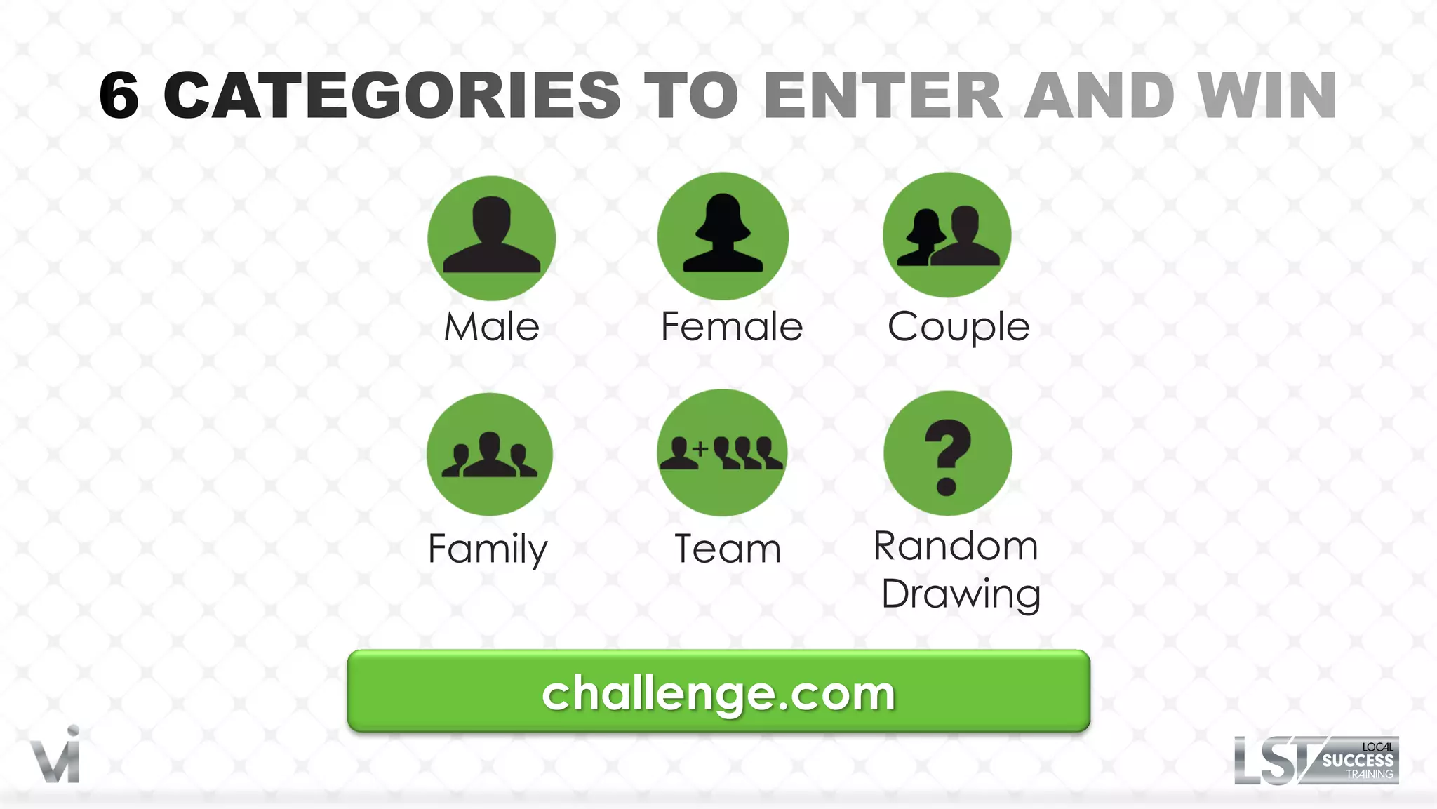 Male       Female   Couple




Family     Team     Random
                    Drawing

       challenge.com
 