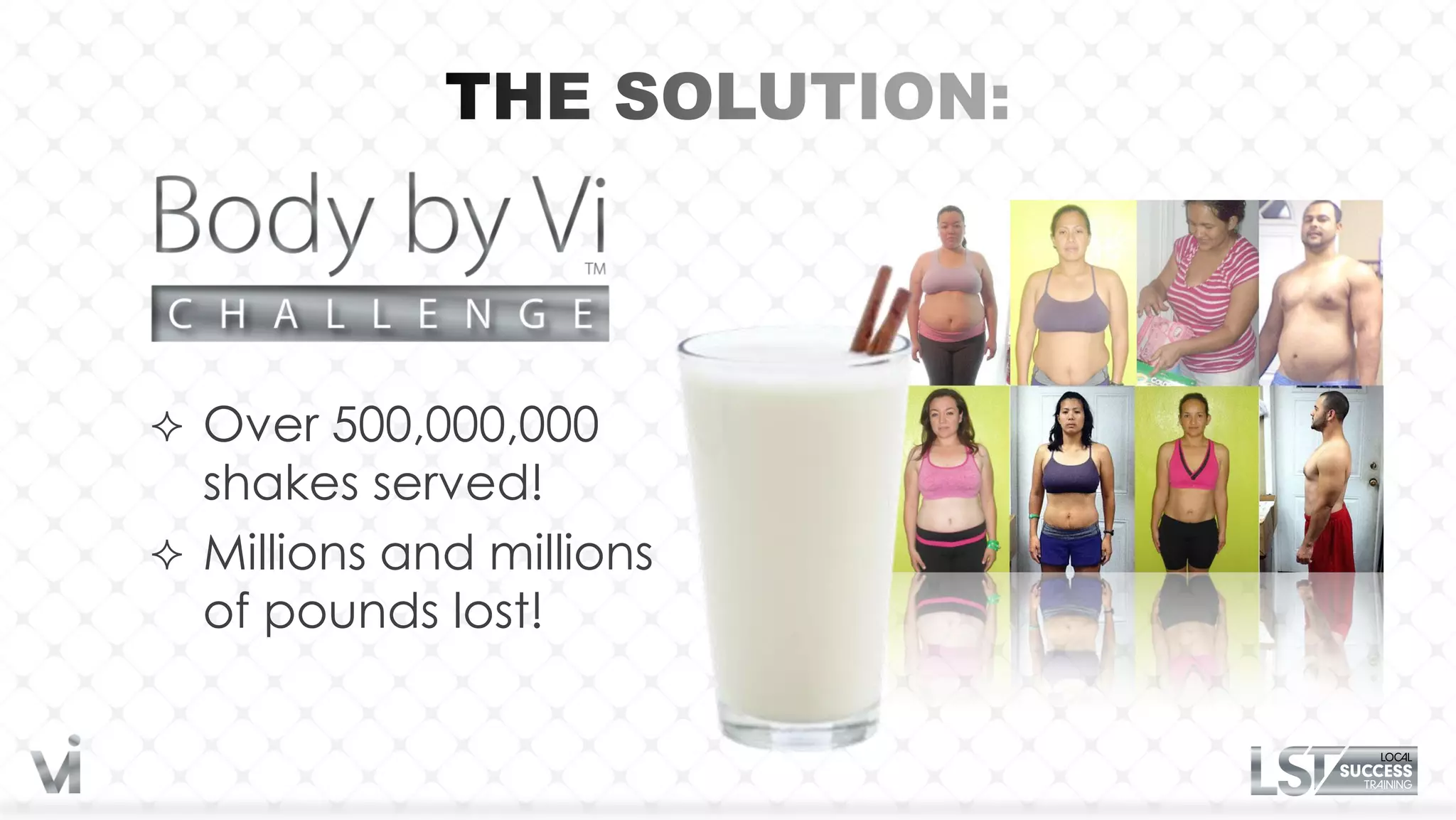  Over 500,000,000
  shakes served!
 Millions and millions
  of pounds lost!
 