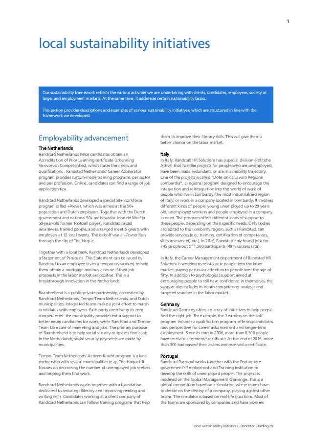 local sustainability initiatives of randstad in differents countries randstad works sign in