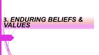 3. ENDURING BELIEFS &
VALUES
 