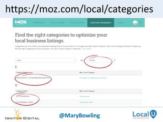 https://moz.com/local/categories
@MaryBowling
 