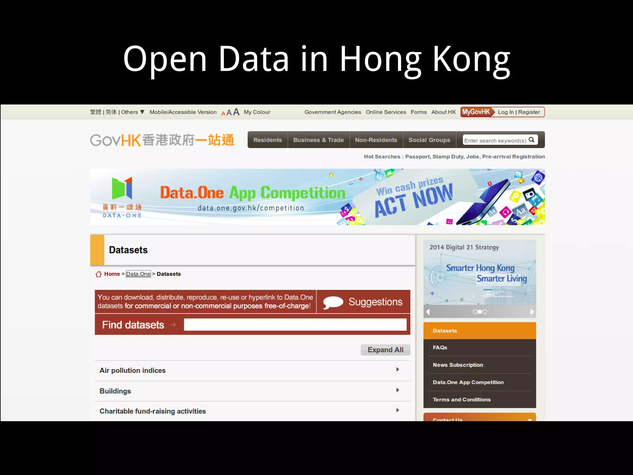Open Data in Hong Kong
 