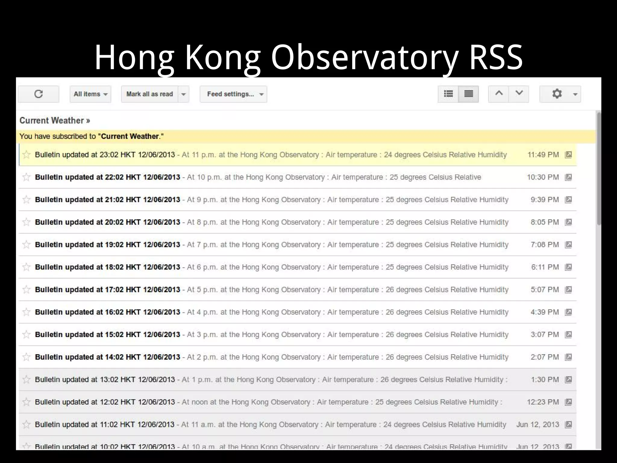 Hong Kong Observatory RSS
 