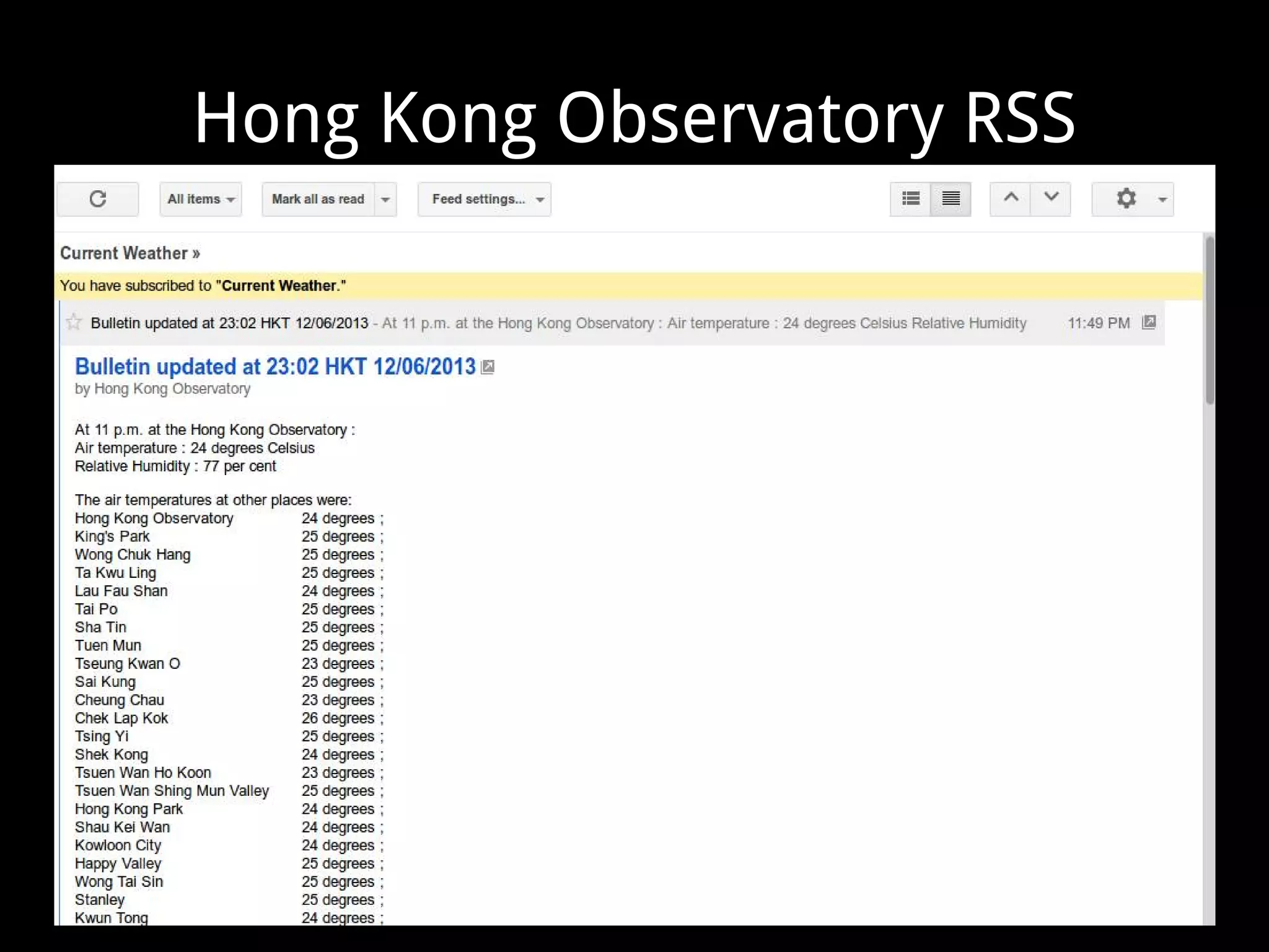 Hong Kong Observatory RSS
 