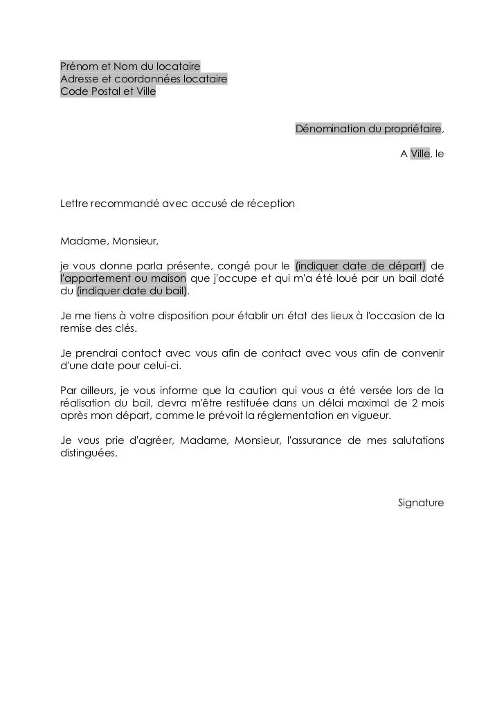 Lettre Fin De Bail