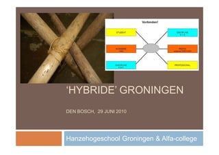‘HYBRIDE’ GRONINGEN
DEN BOSCH, 29 JUNI 2010




Hanzehogeschool Groningen & Alfa-college
 