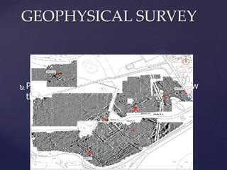 GEOPHYSICAL SURVEY



Produces a visual plan of the features below
the surface of the site.

 