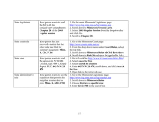 Locating Legal  Information On The Web