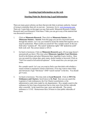 Locating Legal  Information On The Web