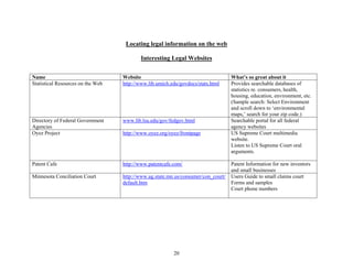 Locating Legal  Information On The Web