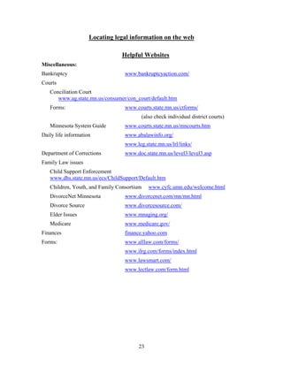 Locating Legal  Information On The Web