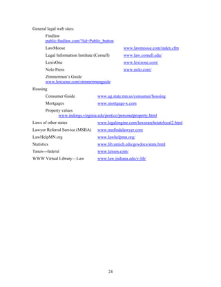 Locating Legal  Information On The Web