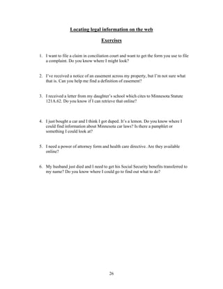 Locating Legal  Information On The Web