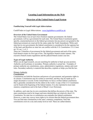 Locating Legal  Information On The Web