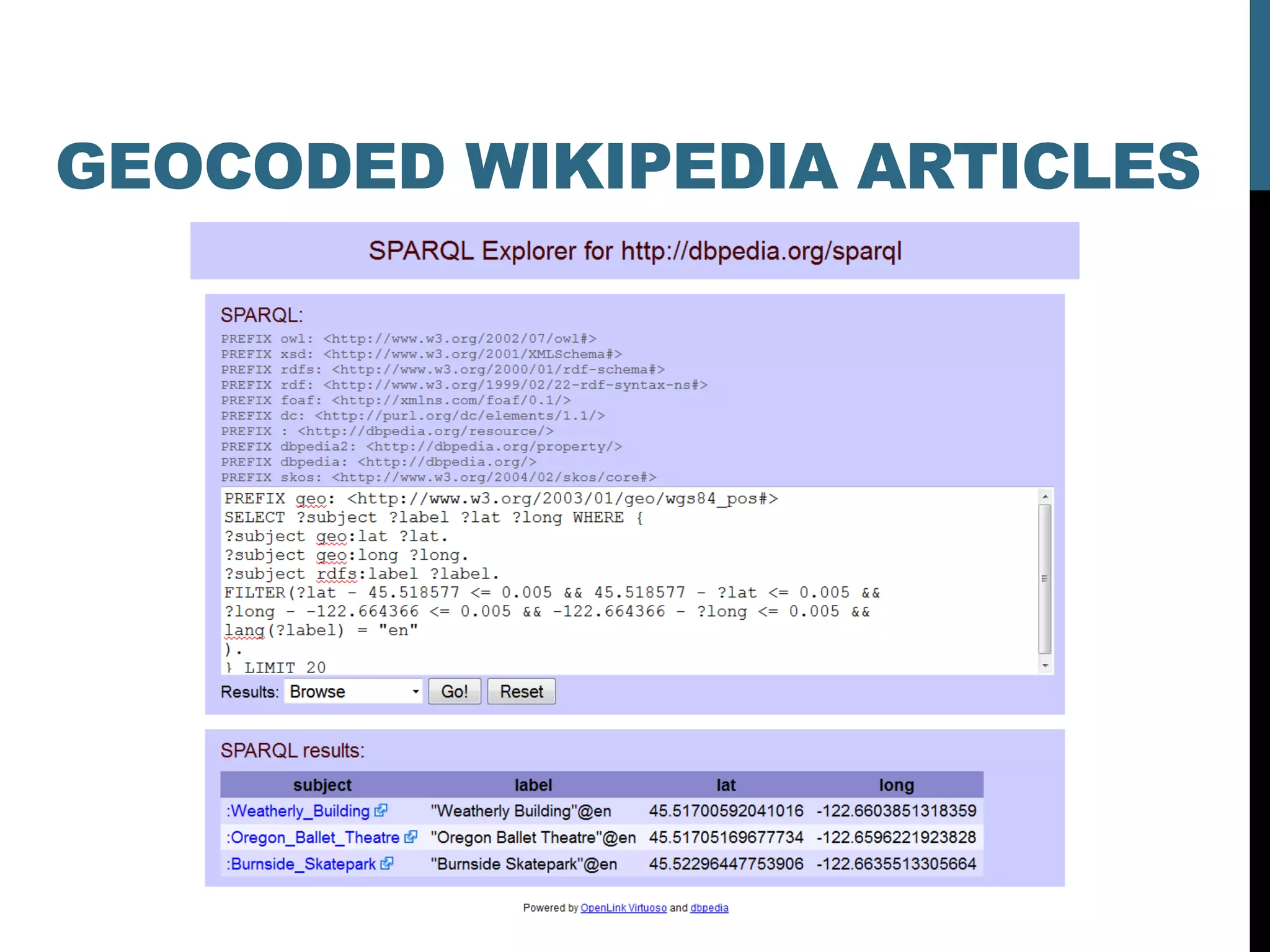 GEOCODED WIKIPEDIA ARTICLES
 