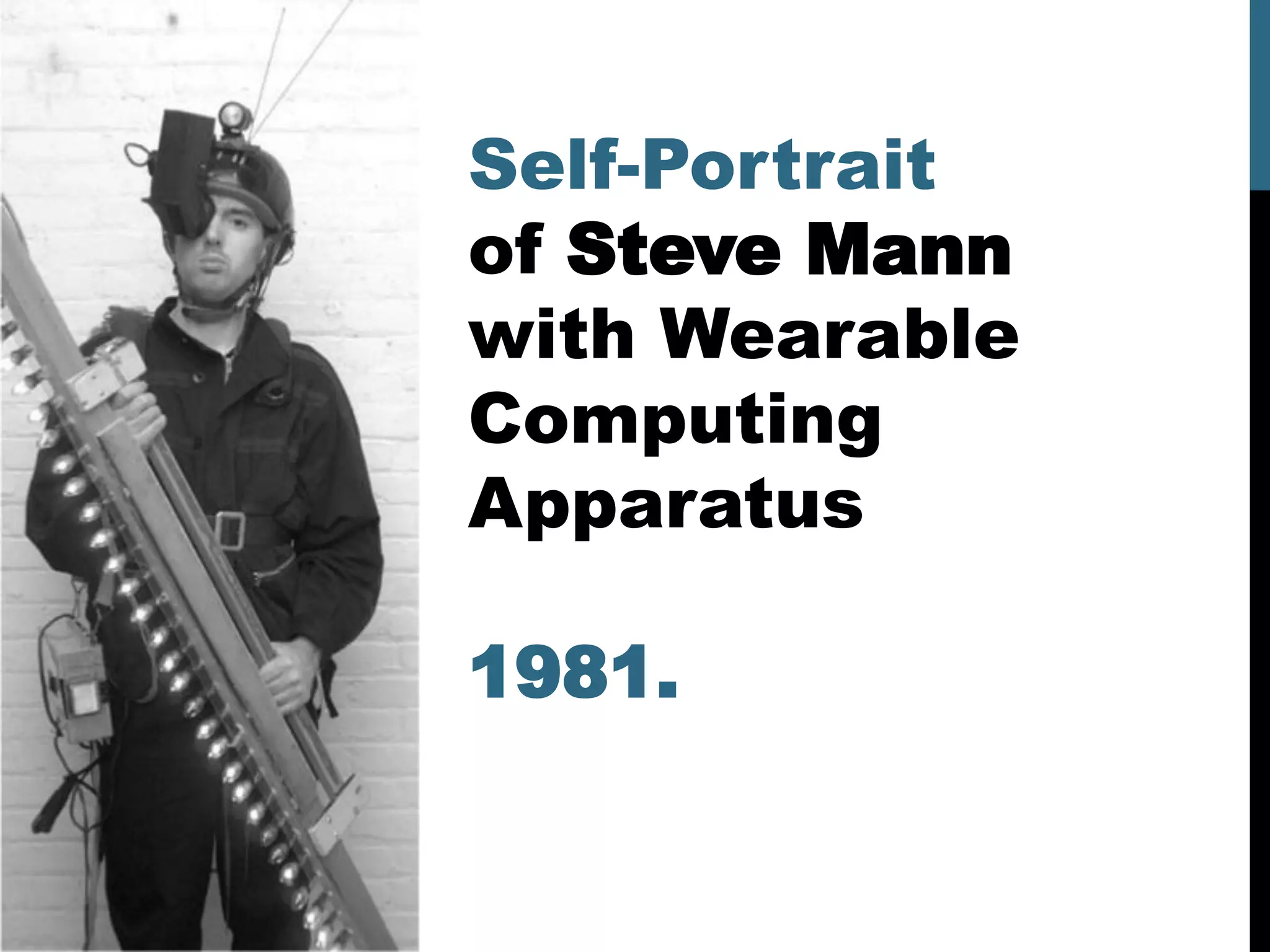 Self-Portrait
of Steve Mann
with Wearable
Computing
Apparatus

1981.
 