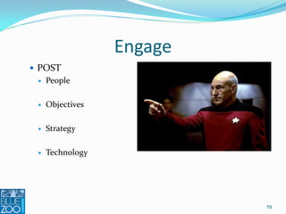 Engage
 POST
    People

    Objectives

    Strategy

    Technology




                           79
 