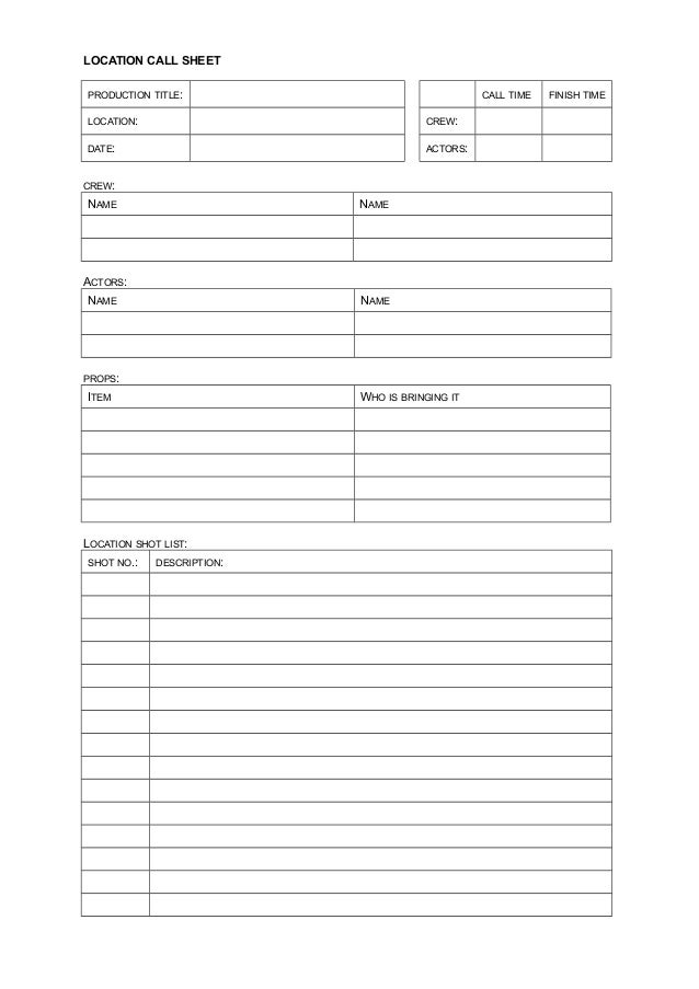 call list template