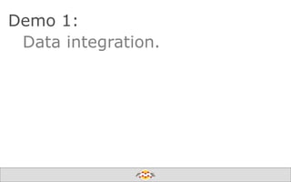 Demo 1:
Data integration.

Create harmony between data and applications

 