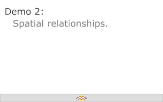 Demo 2:
Spatial relationships.

Create harmony between data and applications

 