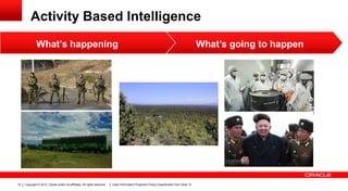 Activity Based Intelligence
What’s happening

10

Copyright © 2013, Oracle and/or its affiliates. All rights reserved.

Insert Information Protection Policy Classification from ݺߣ 12

What’s going to happen

 