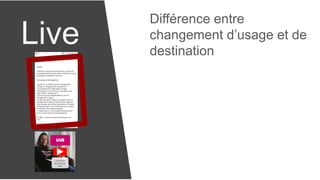 Live
Différence entre
changement d’usage et de
destination
 