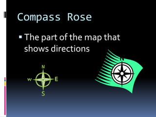 Compass Rose
 The part of the map that
shows directions
 
