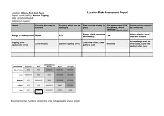 Locality Risk Assessment Location Risk assessment for my media studies | DOCX