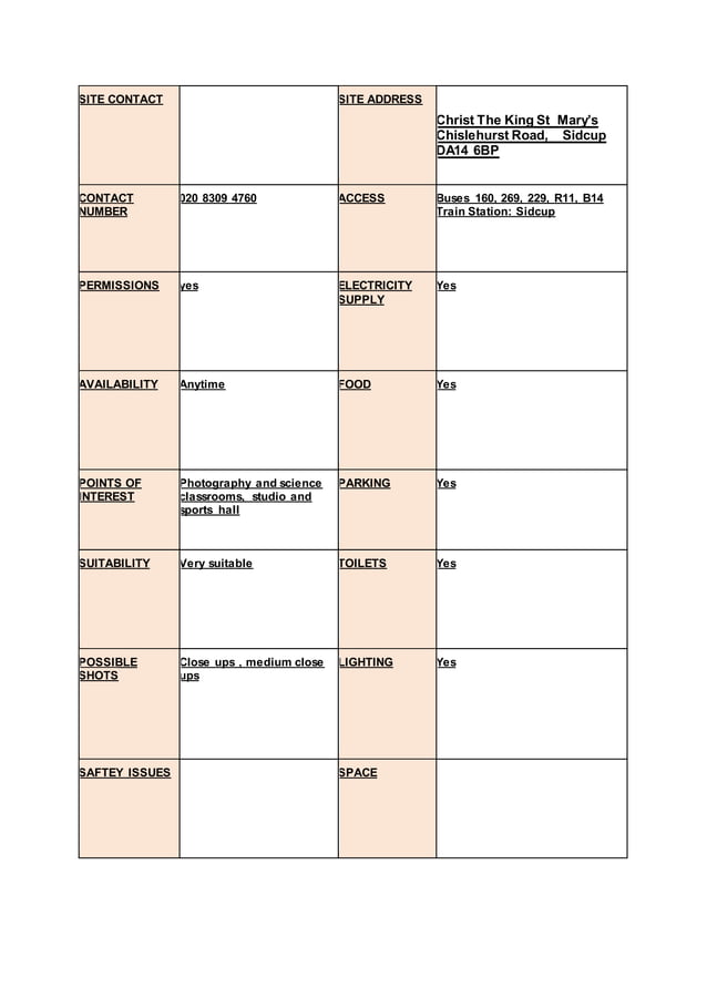 Location recce | PDF
