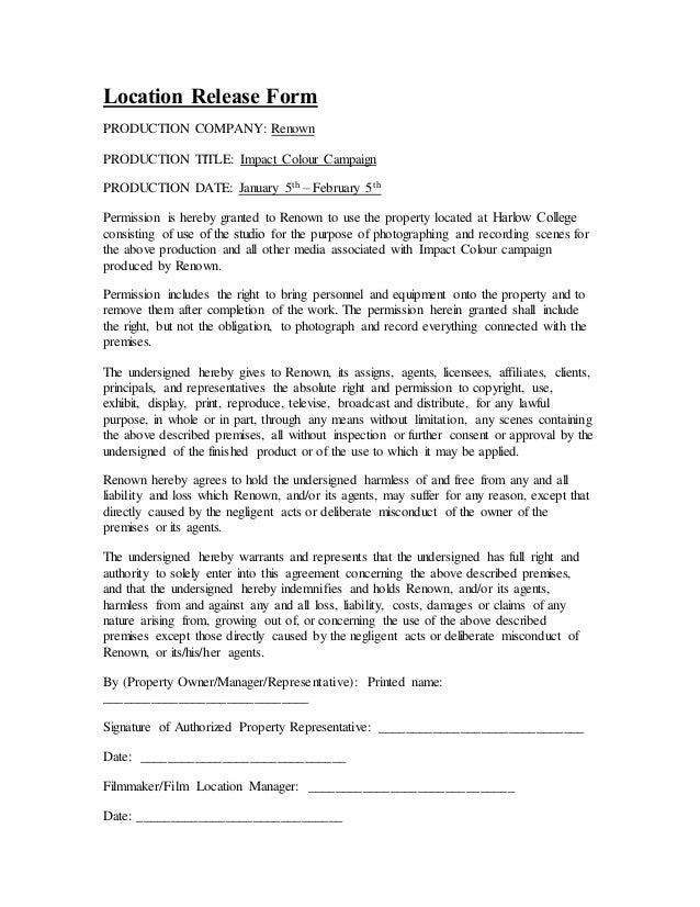 nice location release form motif best resume examples by industry location release form documentary