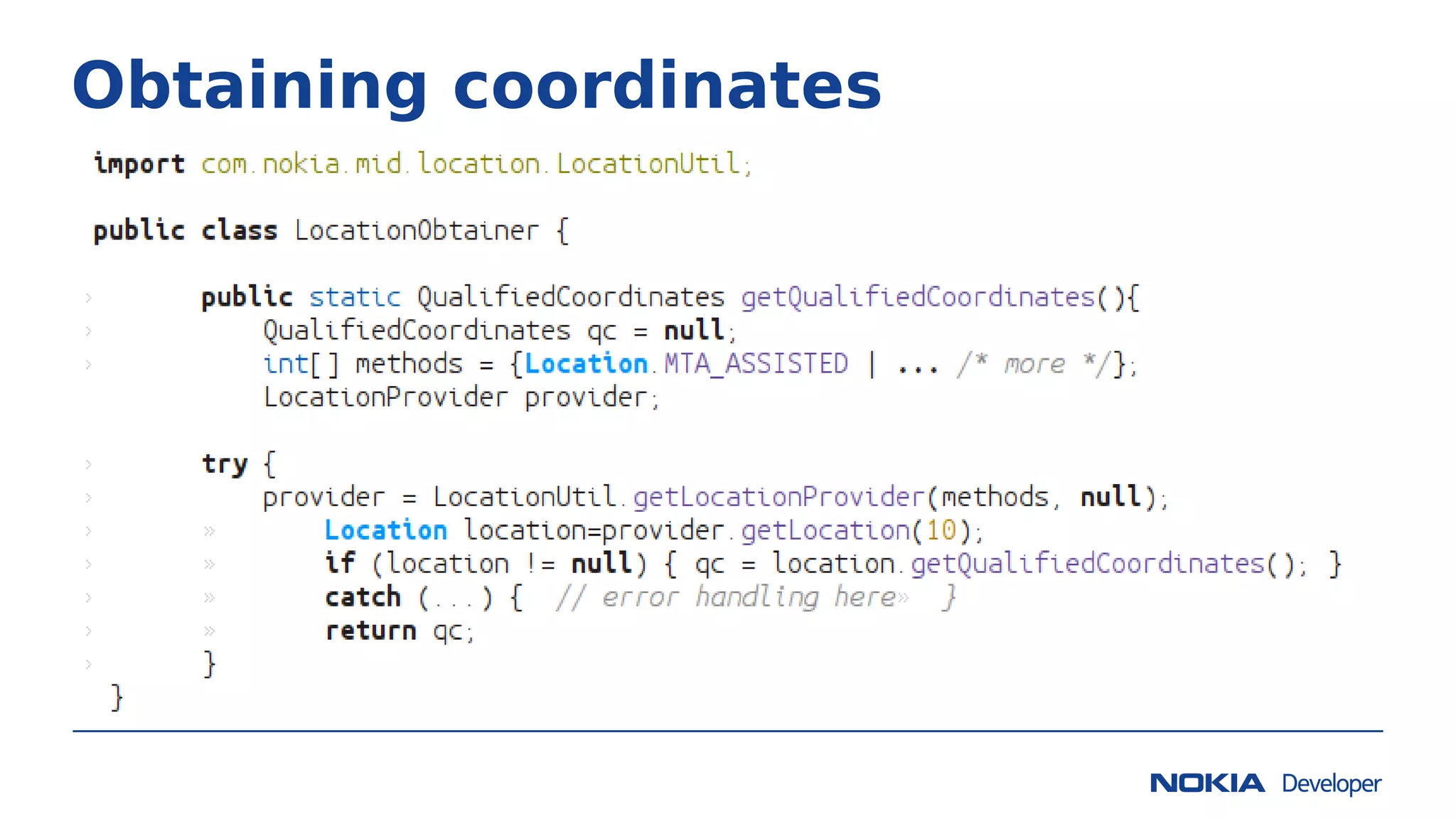 Obtaining coordinates
 