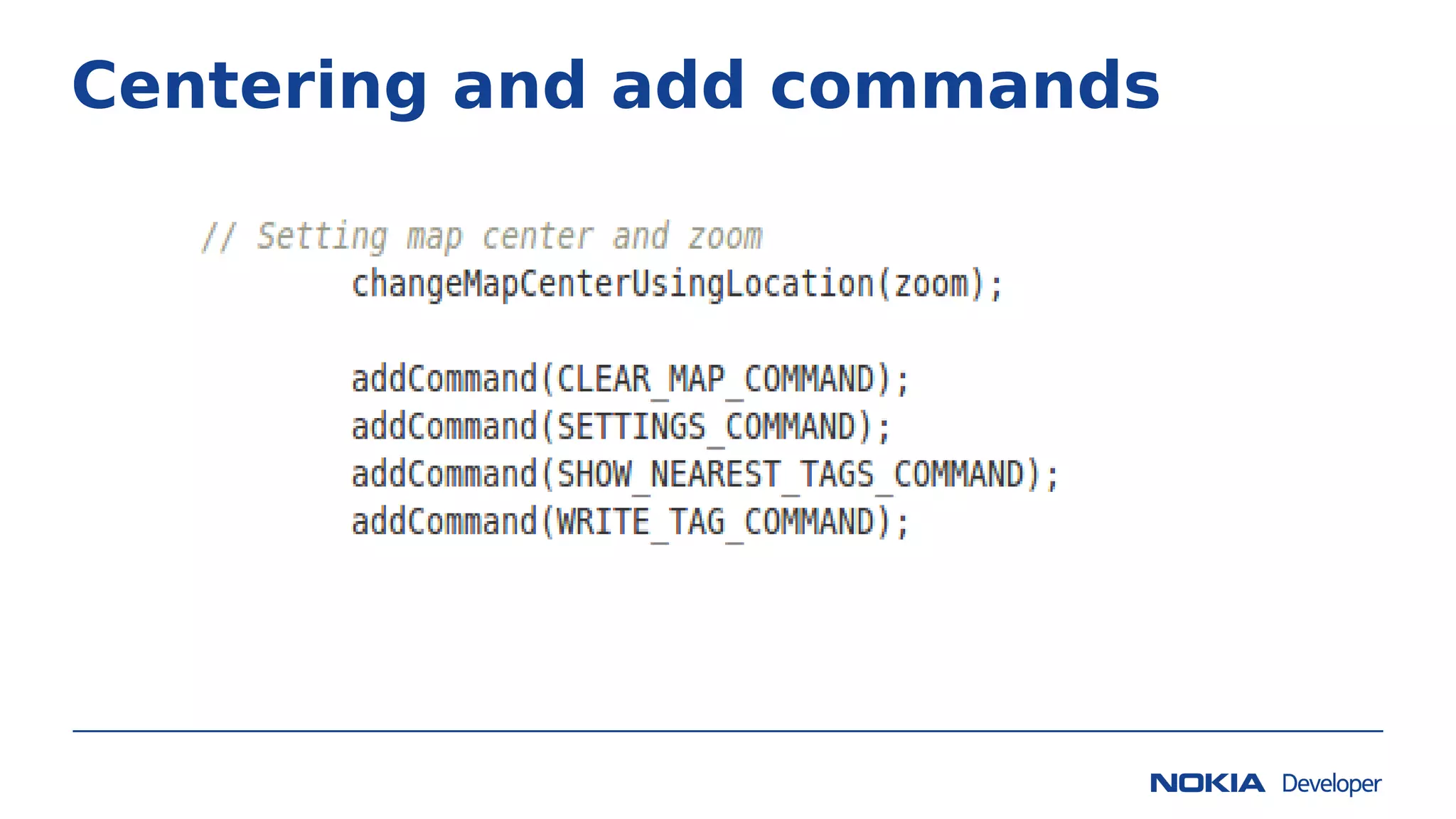 Centering and add commands
 